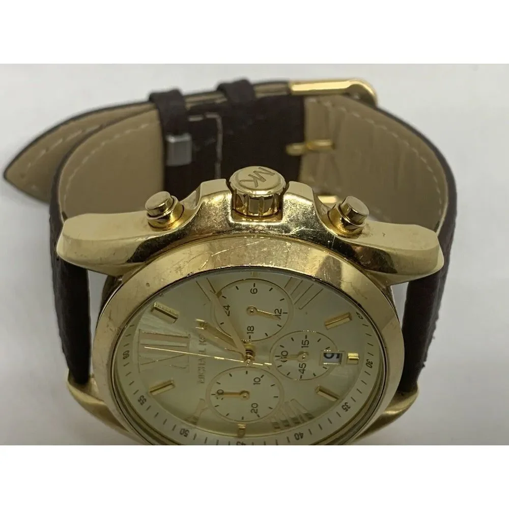 Michael Kors MK5605 Unisex Brown Leather Analog Dial Quartz Wrist Watch Hk723